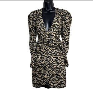 BardotMini Dress Sz 4 Tracey Twist animal print faux wrap long sleeve